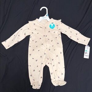 Carter's Beige Floral Footed One Piece